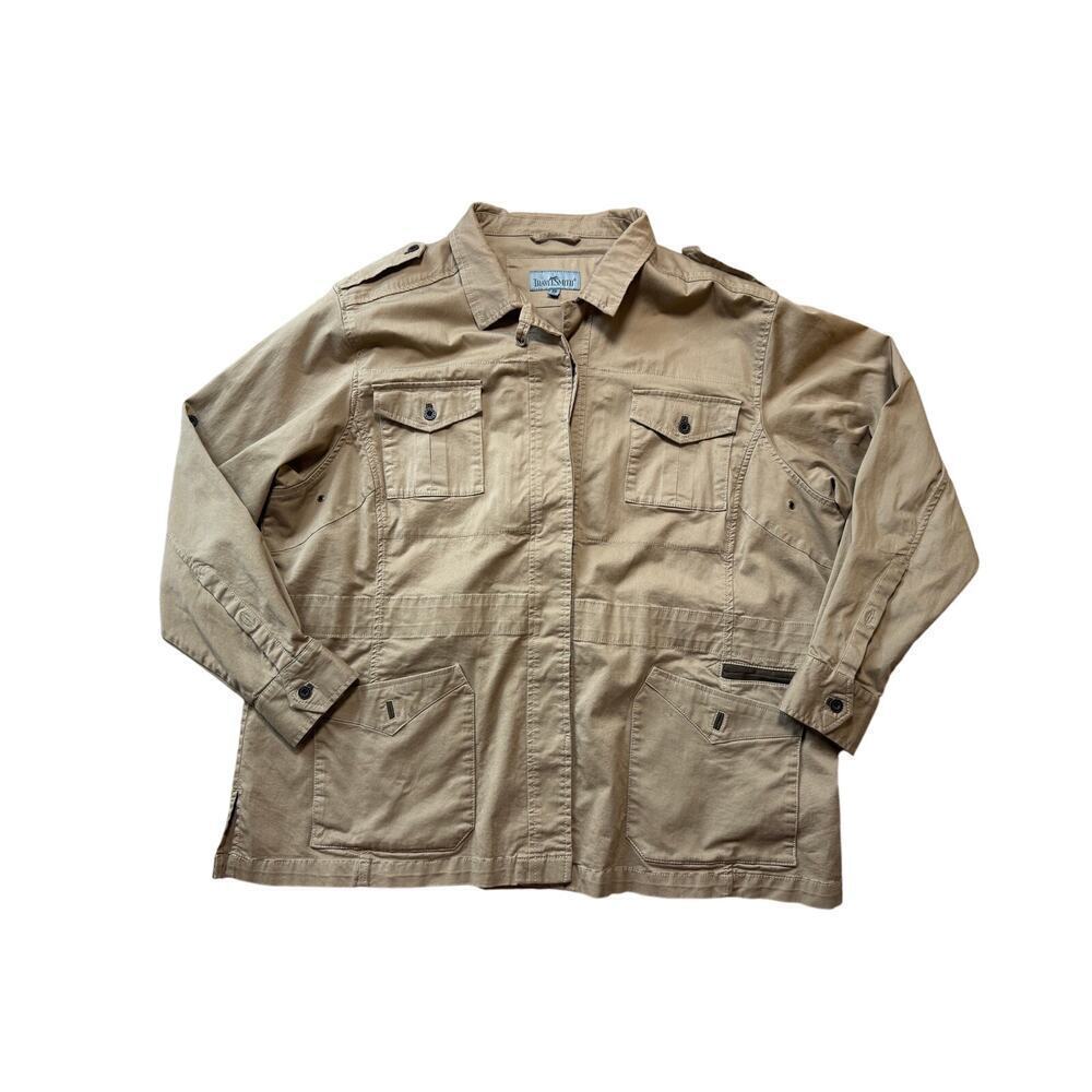 TRAVELSMITH Lightweight Tan Canvas Safari Jacket, size Women's 3X